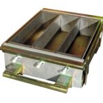 55-C0115/7L.CON - Light-Weight Concrete Shrinkage Mould, 3 Gang with Support Clamp and optional Handle